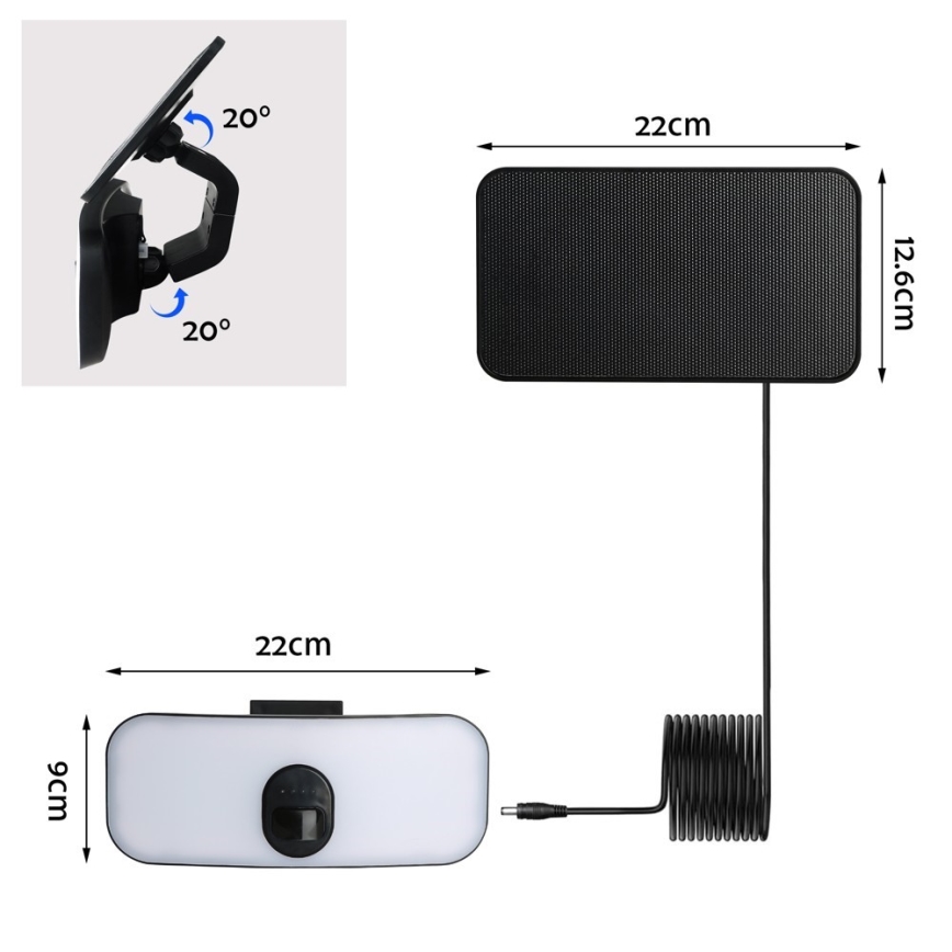 LED Solarna zidna lampa sa senzorom LED/13W/3,7V 4000K IP65