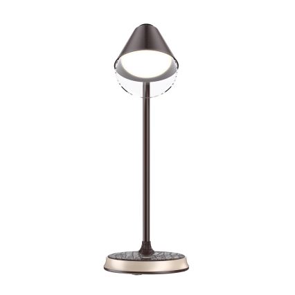 LED Prigušiva stona lampa sa bežičnim punjenjem FINCH LED/9W/12/230V braon/zlatna