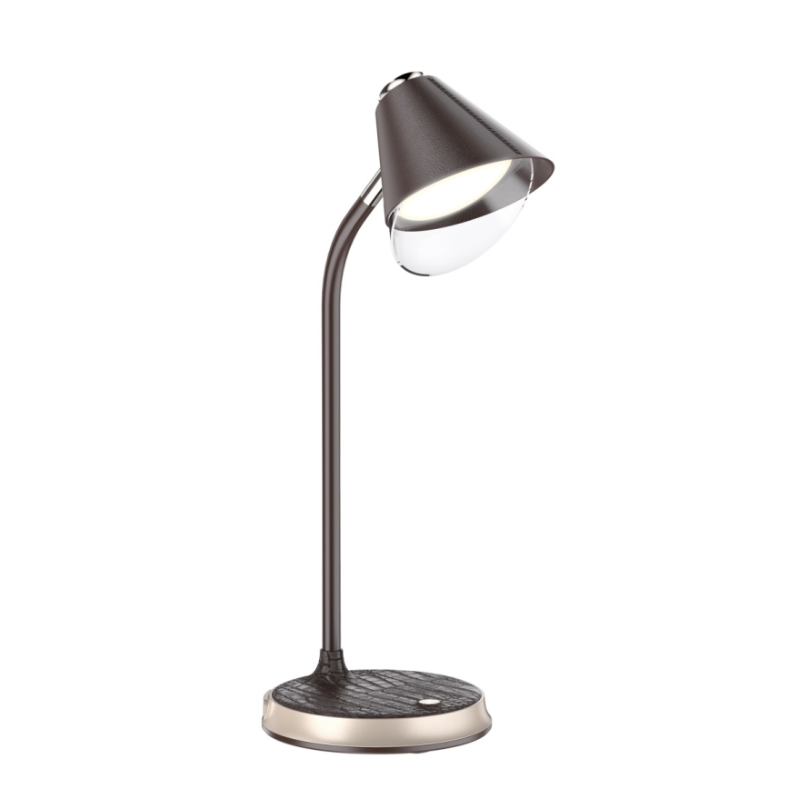 LED Prigušiva stona lampa sa bežičnim punjenjem FINCH LED/9W/12/230V braon/zlatna