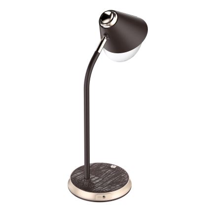 LED Prigušiva stona lampa sa bežičnim punjenjem FINCH LED/9W/12/230V braon/zlatna