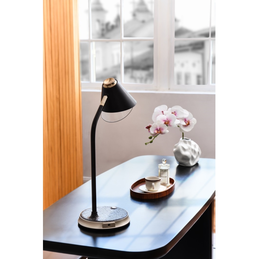 LED Prigušiva stona lampa sa bežičnim punjenjem FINCH LED/9W/12/230V sivo/sjajni krom