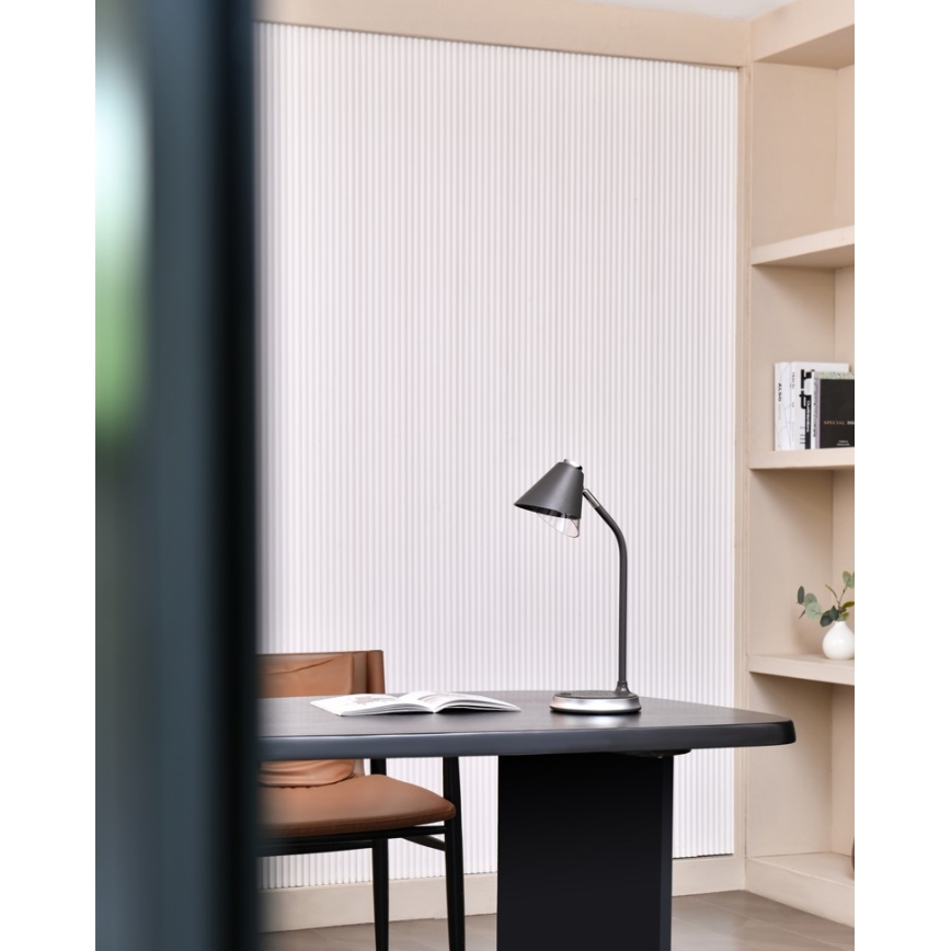 LED Prigušiva stona lampa sa bežičnim punjenjem FINCH LED/9W/12/230V sivo/sjajni krom