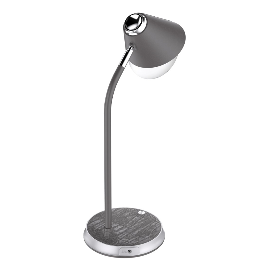 LED Prigušiva stona lampa sa bežičnim punjenjem FINCH LED/9W/12/230V sivo/sjajni krom