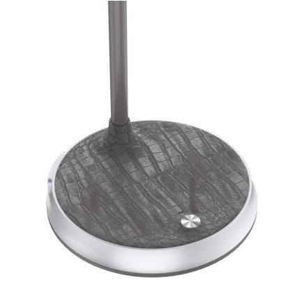 LED Prigušiva stona lampa sa bežičnim punjenjem FINCH LED/9W/12/230V sivo/sjajni krom