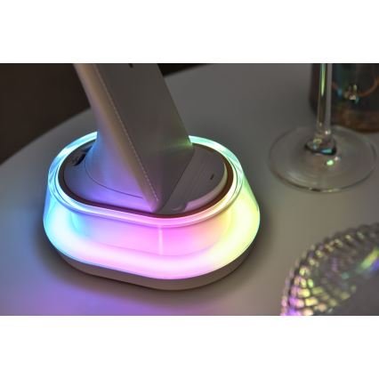 LED RGB Prigušiva stona lampa sa bežičnim punjenjem CORELLA LED/7W/12/230V bela