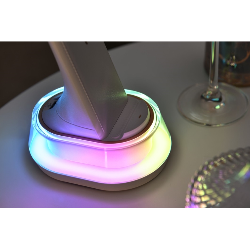 LED RGB Prigušiva stona lampa sa bežičnim punjenjem CORELLA LED/7W/12/230V bela