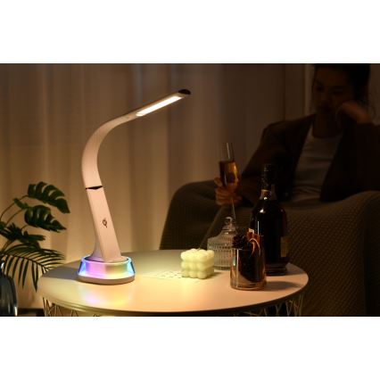 LED RGB Prigušiva stona lampa sa bežičnim punjenjem CORELLA LED/7W/12/230V bela