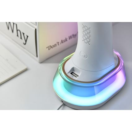 LED RGB Prigušiva stona lampa sa bežičnim punjenjem CORELLA LED/7W/12/230V bela