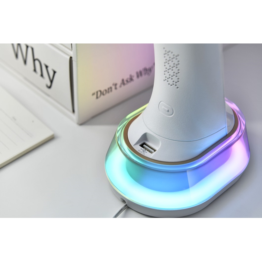 LED RGB Prigušiva stona lampa sa bežičnim punjenjem CORELLA LED/7W/12/230V bela