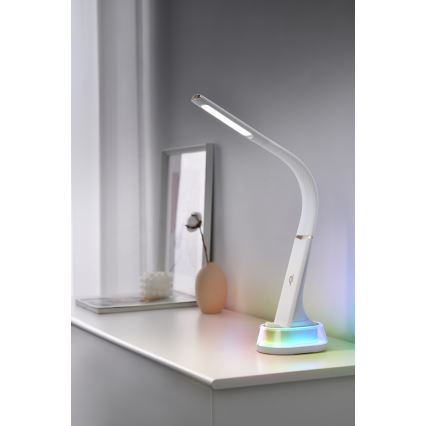 LED RGB Prigušiva stona lampa sa bežičnim punjenjem CORELLA LED/7W/12/230V bela