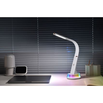 LED RGB Prigušiva stona lampa sa bežičnim punjenjem CORELLA LED/7W/12/230V bela