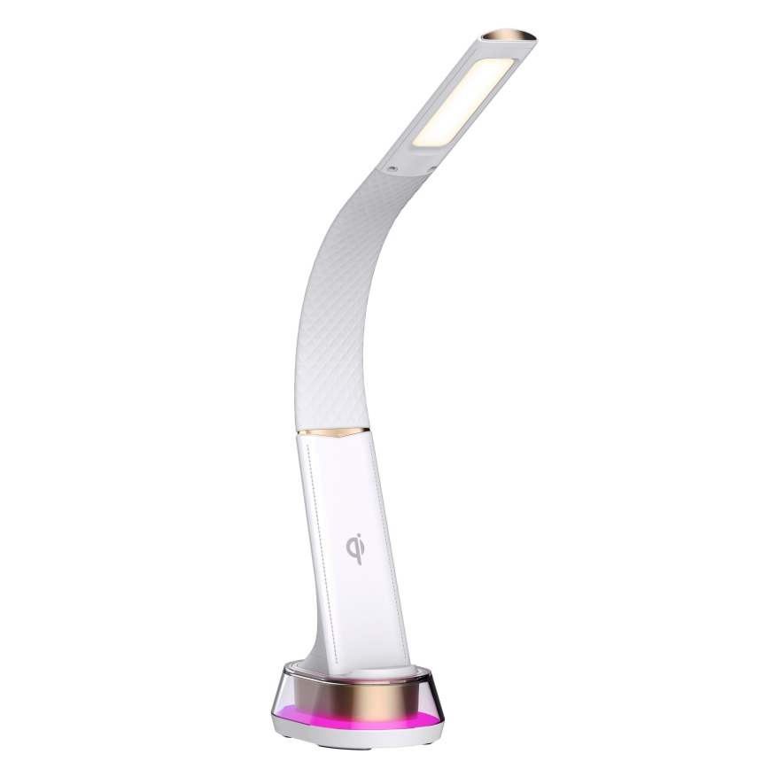 LED RGB Prigušiva stona lampa sa bežičnim punjenjem CORELLA LED/7W/12/230V bela