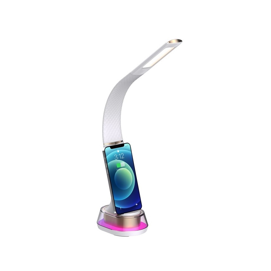 LED RGB Prigušiva stona lampa sa bežičnim punjenjem CORELLA LED/7W/12/230V bela