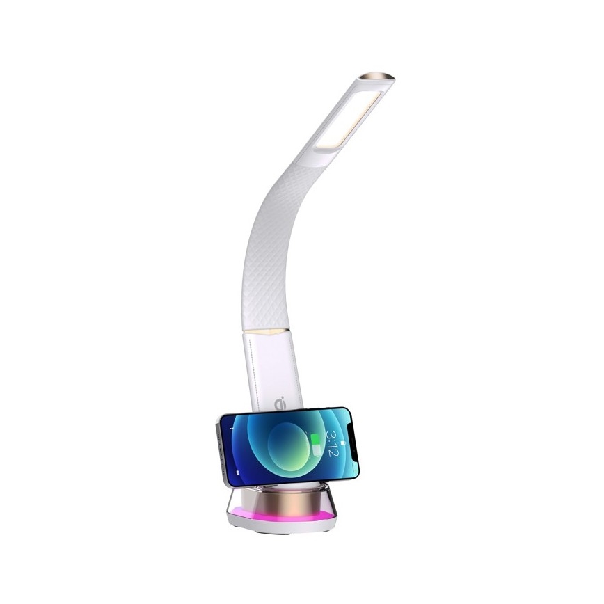 LED RGB Prigušiva stona lampa sa bežičnim punjenjem CORELLA LED/7W/12/230V bela