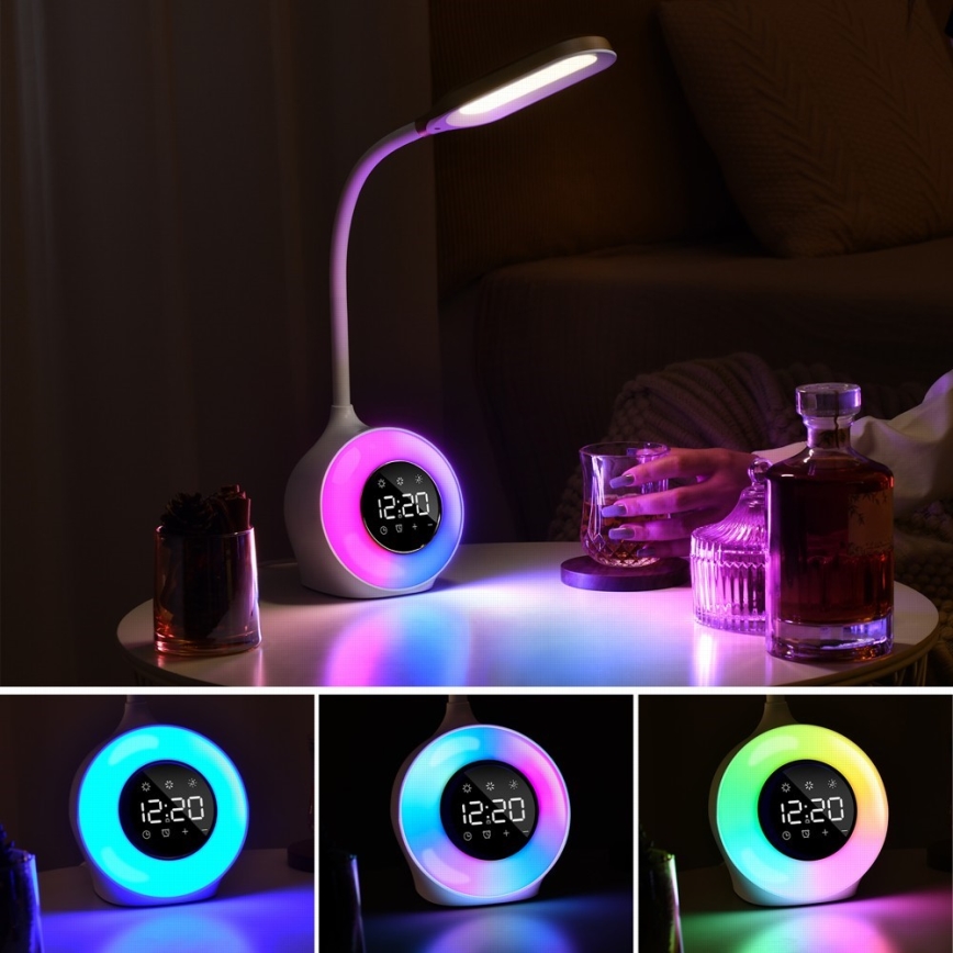 LED RGBW Prigušiva stona lampa sa budilicom FALCON LED/10W/12V
