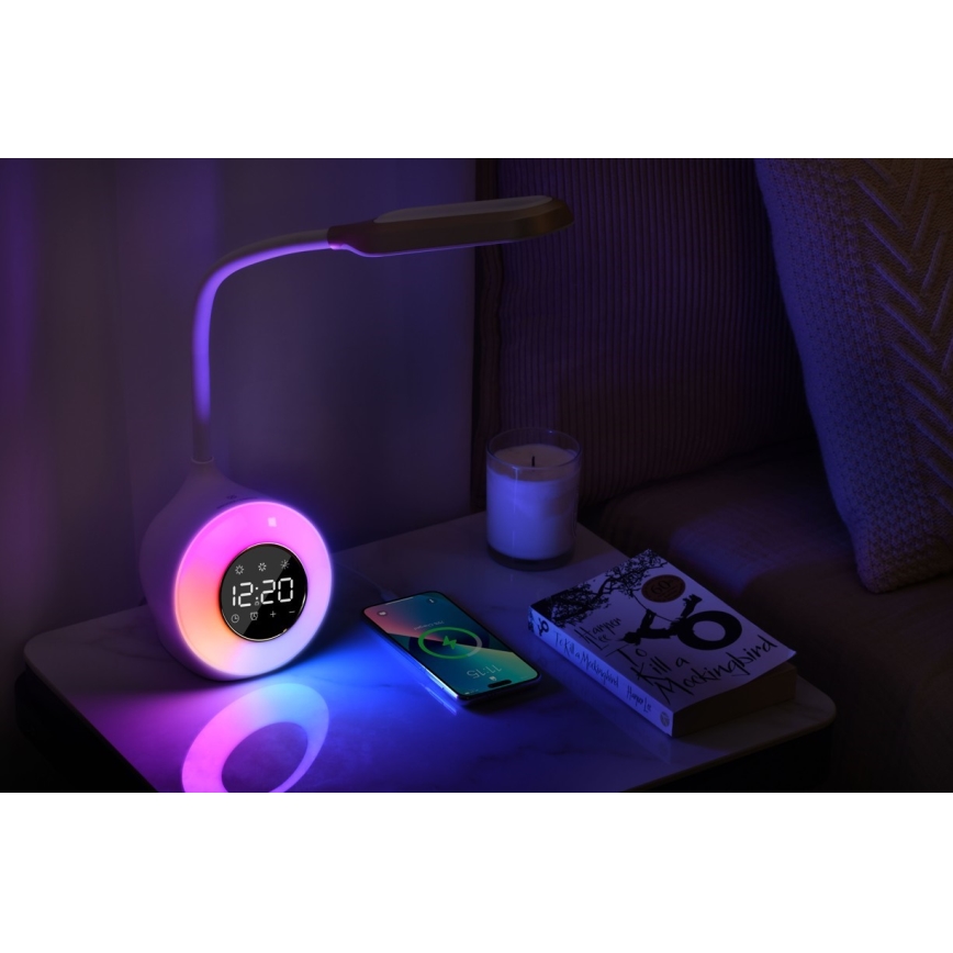 LED RGBW Prigušiva stona lampa sa budilicom FALCON LED/10W/12V