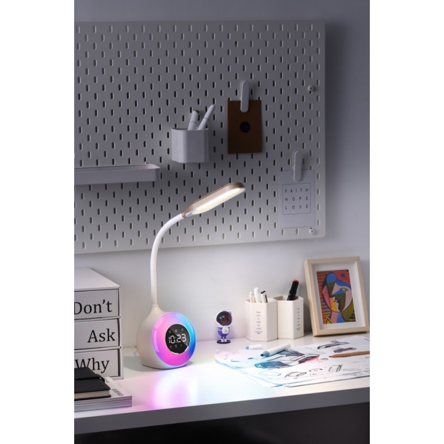 LED RGBW Prigušiva stona lampa sa budilicom FALCON LED/10W/12V