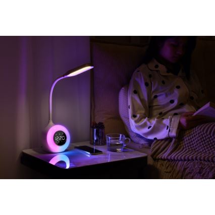 LED RGBW Prigušiva stona lampa sa budilicom FALCON LED/10W/12V