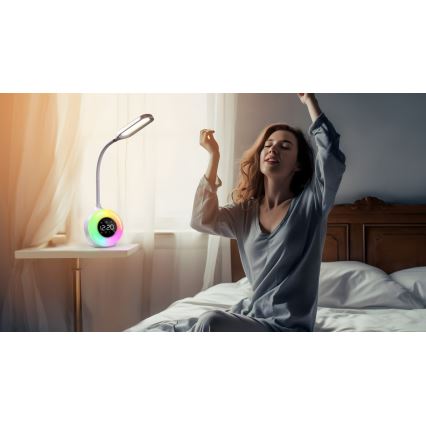 LED RGBW Prigušiva stona lampa sa budilicom FALCON LED/10W/12V