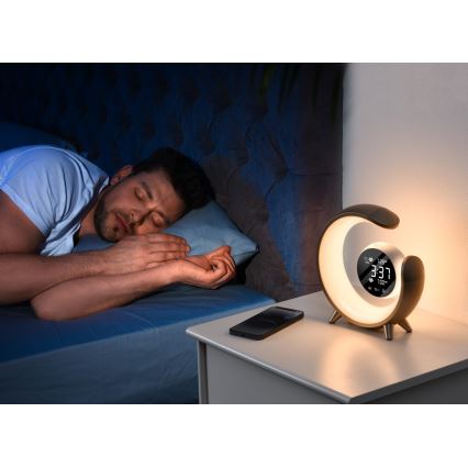 LED RGBW Prigušiva stona lampa sa budilicom LED/20W/5V USB srebrno
