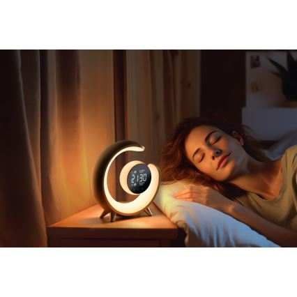 LED RGBW Prigušiva stona lampa sa budilicom LED/20W/5V USB srebrno