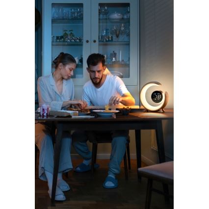 LED RGBW Prigušiva stona lampa sa budilicom LED/20W/5V USB srebrno