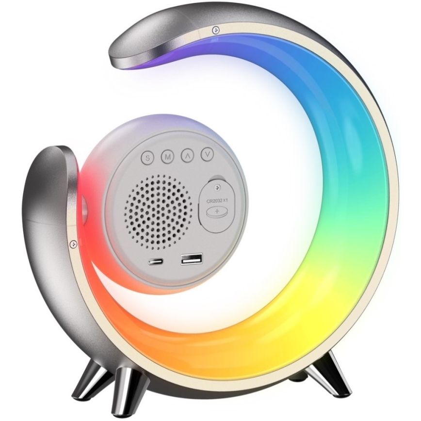 LED RGBW Prigušiva stona lampa sa budilicom LED/20W/5V USB srebrno
