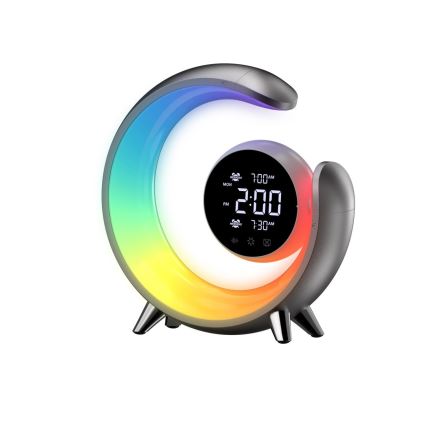 LED RGBW Prigušiva stona lampa sa budilicom LED/20W/5V USB srebrno