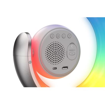 LED RGBW Prigušiva stona lampa sa budilicom LED/20W/5V USB srebrno