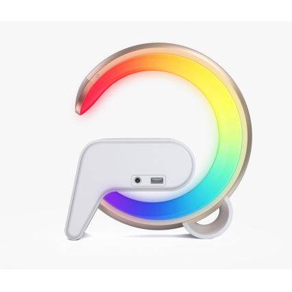 LED RGB Prigušiva stona lampa sa budilicom i Qi punjenjem 30W/230V zlatna
