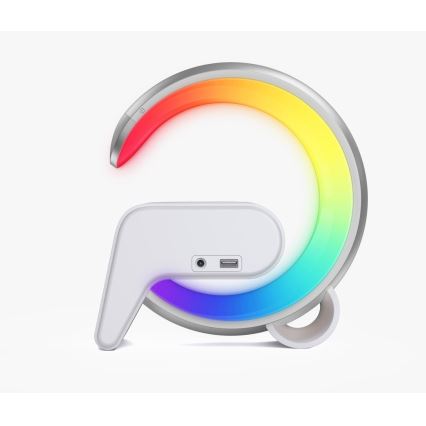 LED RGB Prigušiva stona lampa sa budilicom i Qi punjenjem 30W/230V srebrno