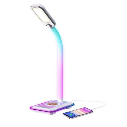 LED RGBW Prigušiva stona lampa sa Qi punjenjem 30W/230V 3000K/4000K/5000K bela