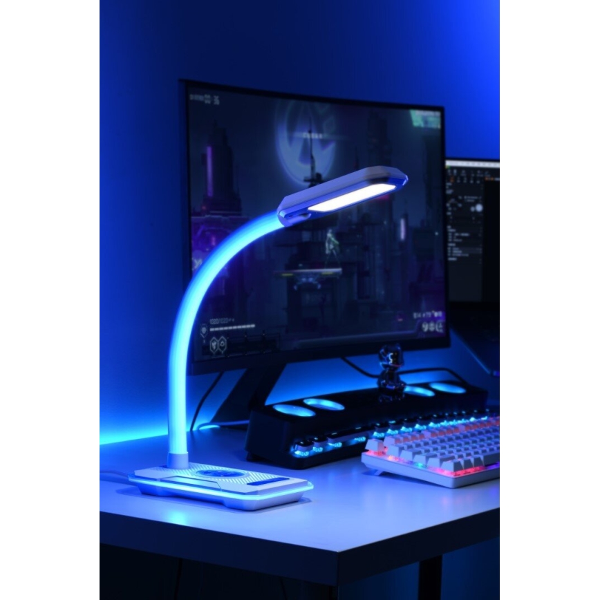 LED RGBW Prigušiva stona lampa sa Qi punjenjem 30W/230V 3000K/4000K/5000K crno
