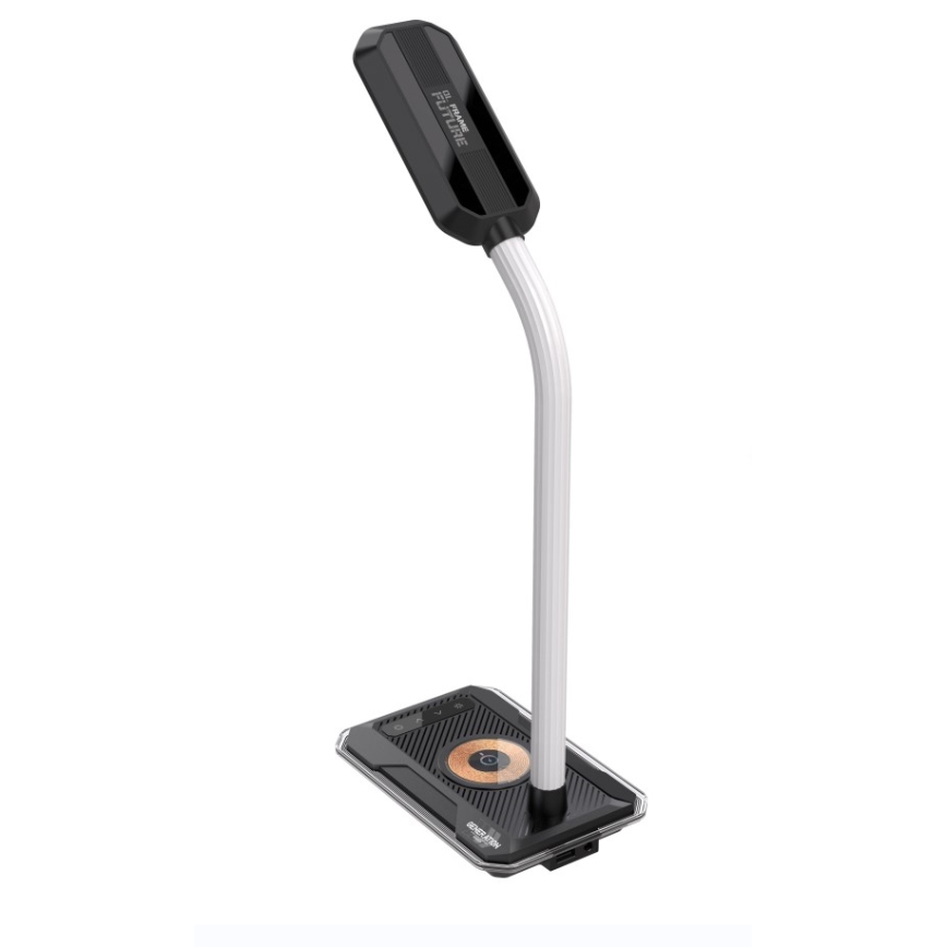 LED RGBW Prigušiva stona lampa sa Qi punjenjem 30W/230V 3000K/4000K/5000K crno