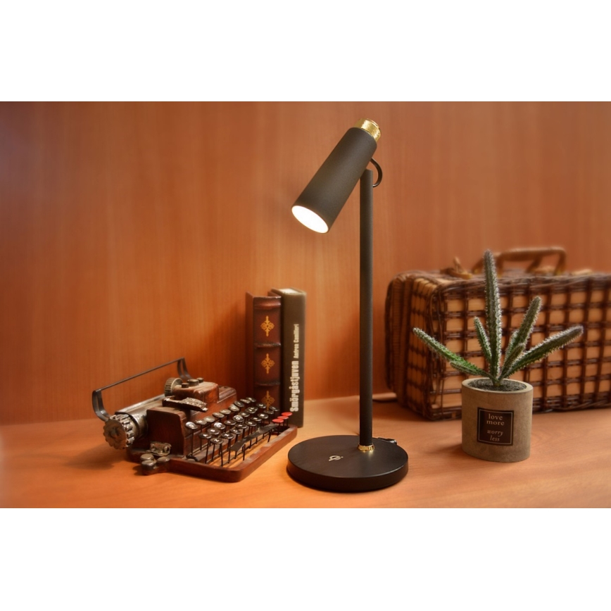 LED Prigušiva stona lampa sa bežičnim Qi punjenjem TIT LED/12W/230V crno