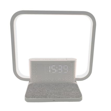 LED Prigušiva stona lampa sa budilicom i Qi punjenjem LED/18W/230V bela