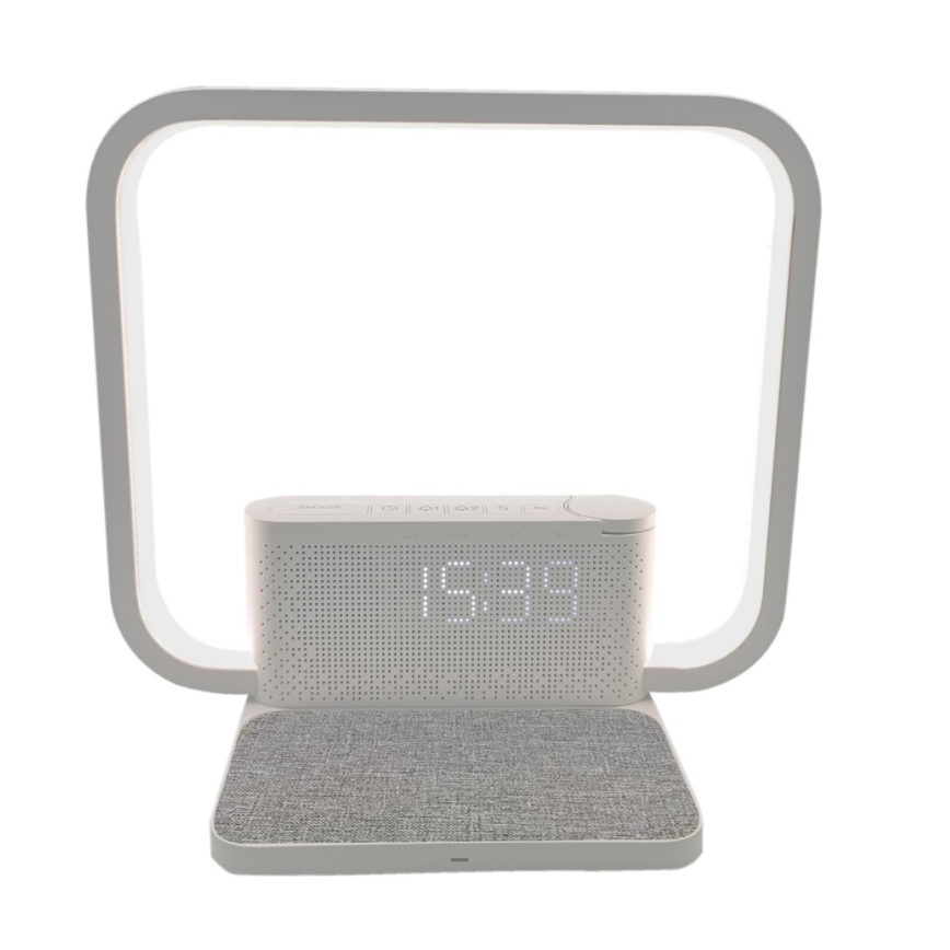 LED Prigušiva stona lampa sa budilicom i Qi punjenjem LED/18W/230V bela