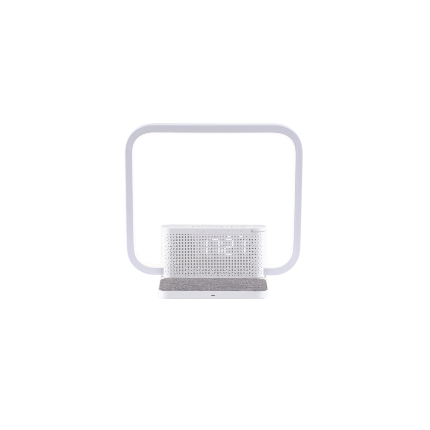LED Prigušiva stona lampa sa budilicom i Qi punjenjem LED/18W/230V bela