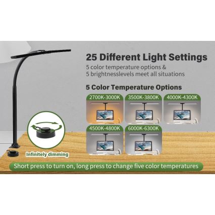 LED Fleksibilno prigušivo osvetljenje za monitor OFFICE LED/24W/230V 2700-6300K CRI 95