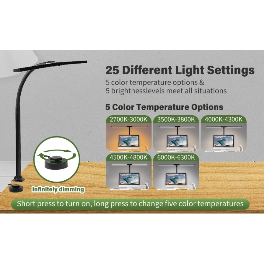 LED Fleksibilno prigušivo osvetljenje za monitor OFFICE LED/24W/230V 2700-6300K CRI 95