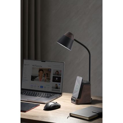 LED+CCT stona lampa, prigušiva, sa bežičnim QI punjenjem IDEAL LED/8W/230V 2700/4000/5000K braon