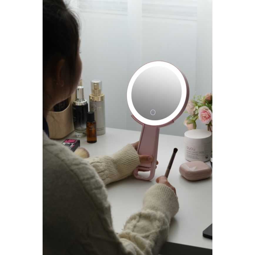Immax 09102L - LED+CCT prigušiva kozmetičko ogledalo SWEET LED/3W/5V ružičasto