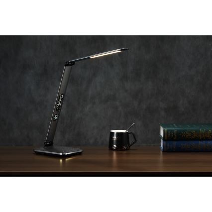 Prigušiva LED stona lampa LED/8,5W/230V sa bežičnim punjenjem, srebrna