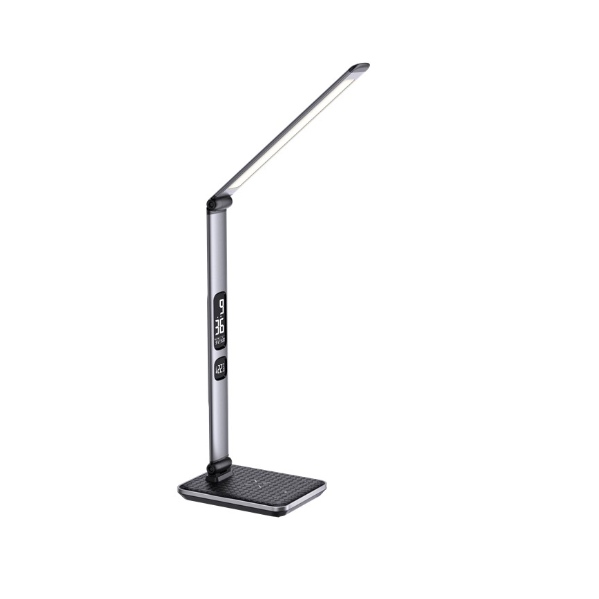 Prigušiva LED stona lampa LED/8,5W/230V sa bežičnim punjenjem, srebrna