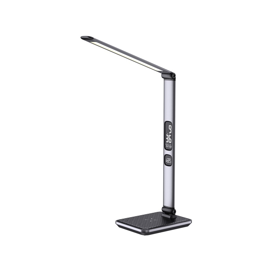Prigušiva LED stona lampa LED/8,5W/230V sa bežičnim punjenjem, srebrna