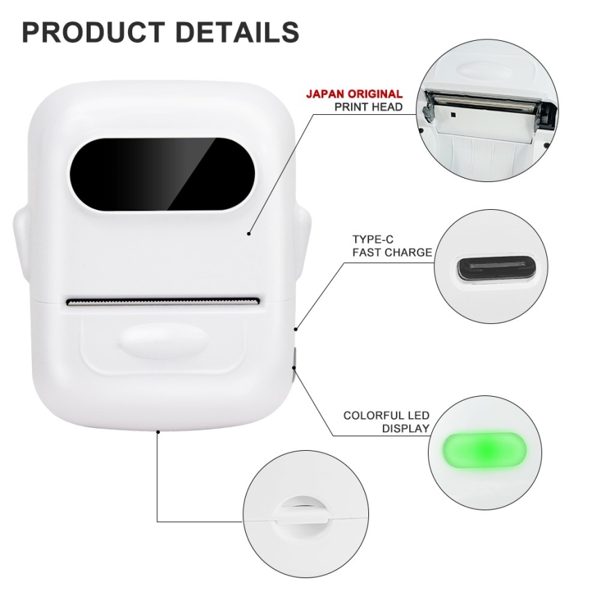 Digitalni štampač nalepnica USB-C + samolepljive etikete 40x30mm