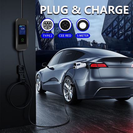 Immax - Putna EV stanica za punjenje električnih automobila AC Type 2 32A/380V 22kW + utikač 230V 5m Wi-Fi Tuya
