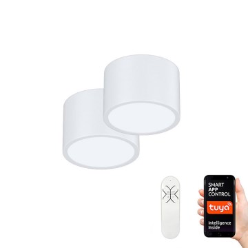 Immax Neo 07024L-15BD - Set 2x LED Prigušiva plafonjera RONDATE bela 2xLED/12W/230V + Daljinski upravljač Tuya