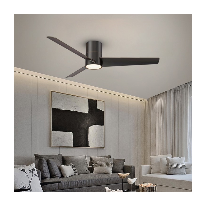 Immax NEO 07135-B - LED Prigušivi plafonski ventilator FRESH LED/18W/230V Wi-Fi Tuya crno + Daljinski upravljač