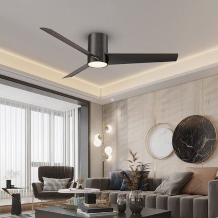 Immax NEO 07135-B - LED Prigušivi plafonski ventilator FRESH LED/18W/230V Wi-Fi Tuya crno + Daljinski upravljač